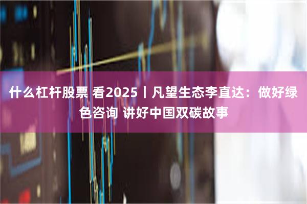 什么杠杆股票 看2025丨凡望生态李直达:做好绿色咨询 讲好中国双碳故事